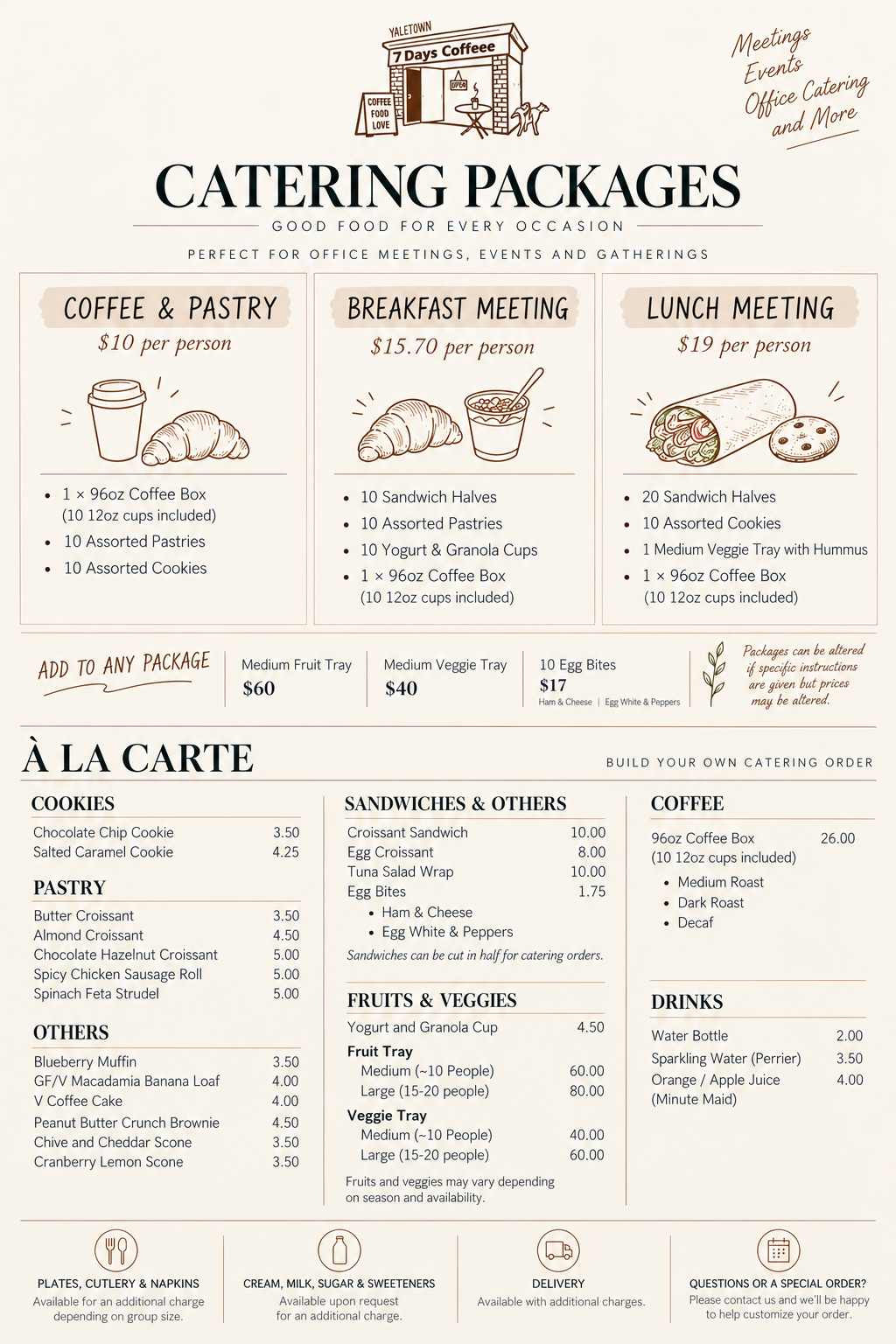 7 Days Coffee Catering Menu